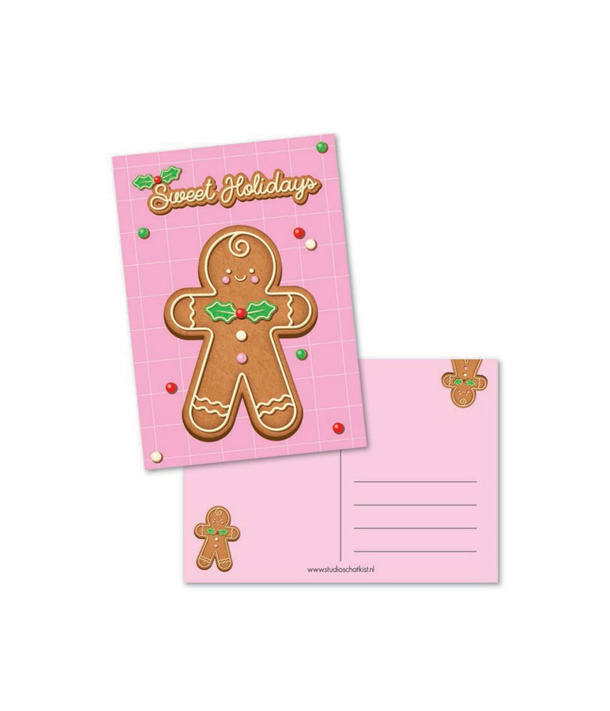 Kaart kerst gingerbread sweet holidays (studio schatkist)