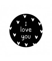 Stickers rond zwart i love you