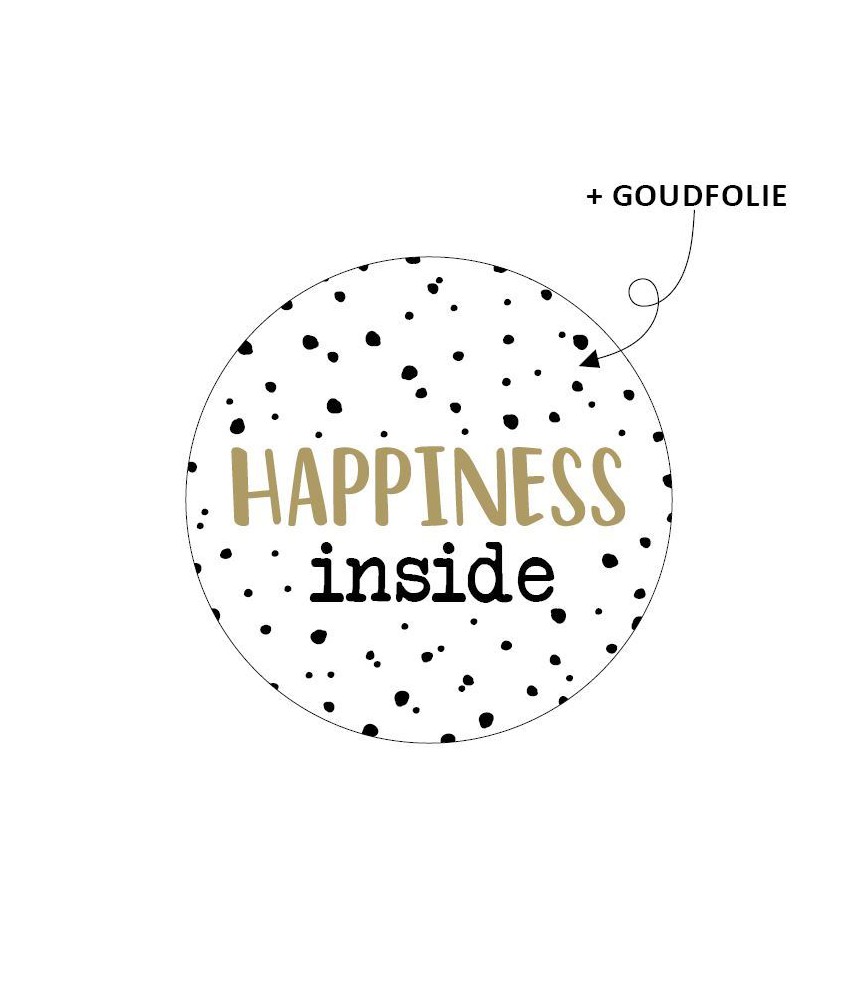 Stickers rond happiness inside stipjes