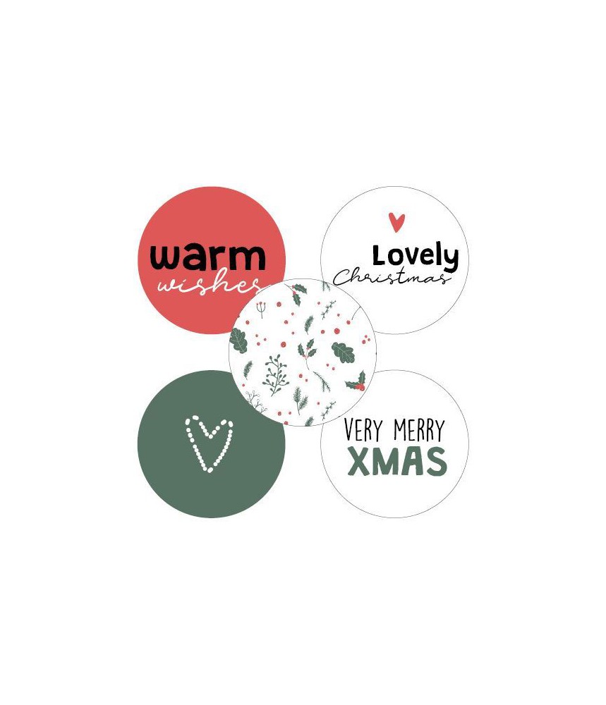 Stickers rond kerstmis mix rood groen