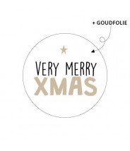 Stickers rond kerst very merry xmas goudfolie
