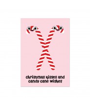 Kerstkaart candy cane kisses and wishes
