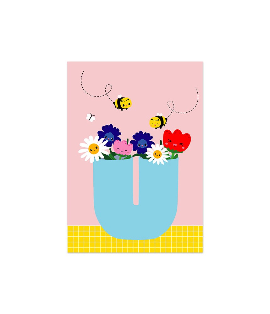 Kaart studio inktvis lente bloemen bijtjes
