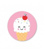 Stickers rond roze ijsje 1 bolletje (per 5)