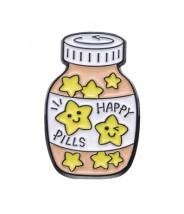 Pin happy pills roze geel