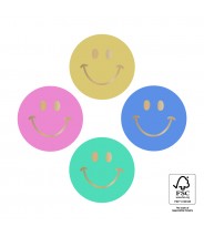 Stickers rond klein smiley roze groen blauw geel