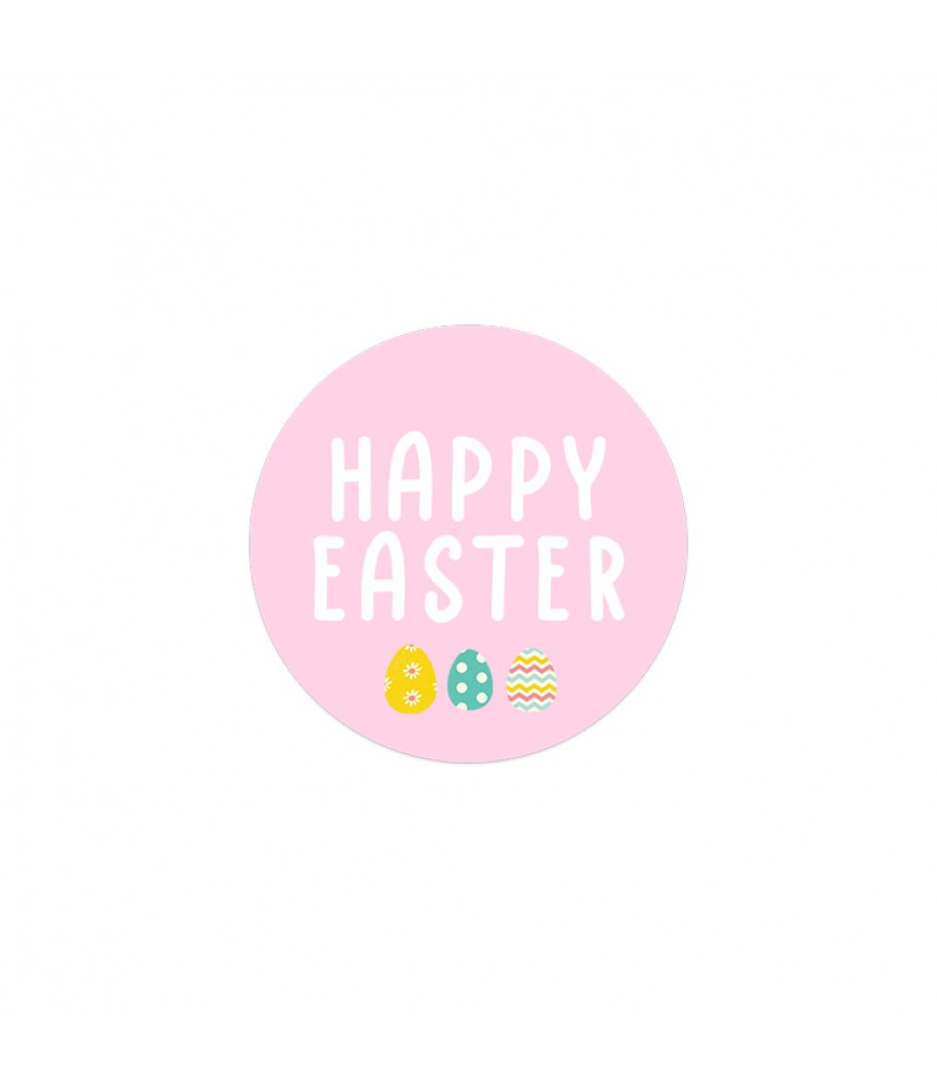 Stickers pasen happy easter roze