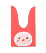 Plastic zakje met oortjes kerst konijn (per 5)